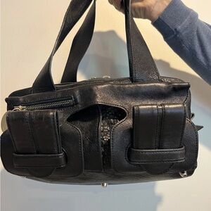 CHLOE Saskia Leather Handbag Mini Boston Bag Black Vintage Made in Italy